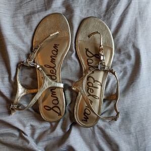 Sam Edelman Gigi jeweled sandals with gold heel